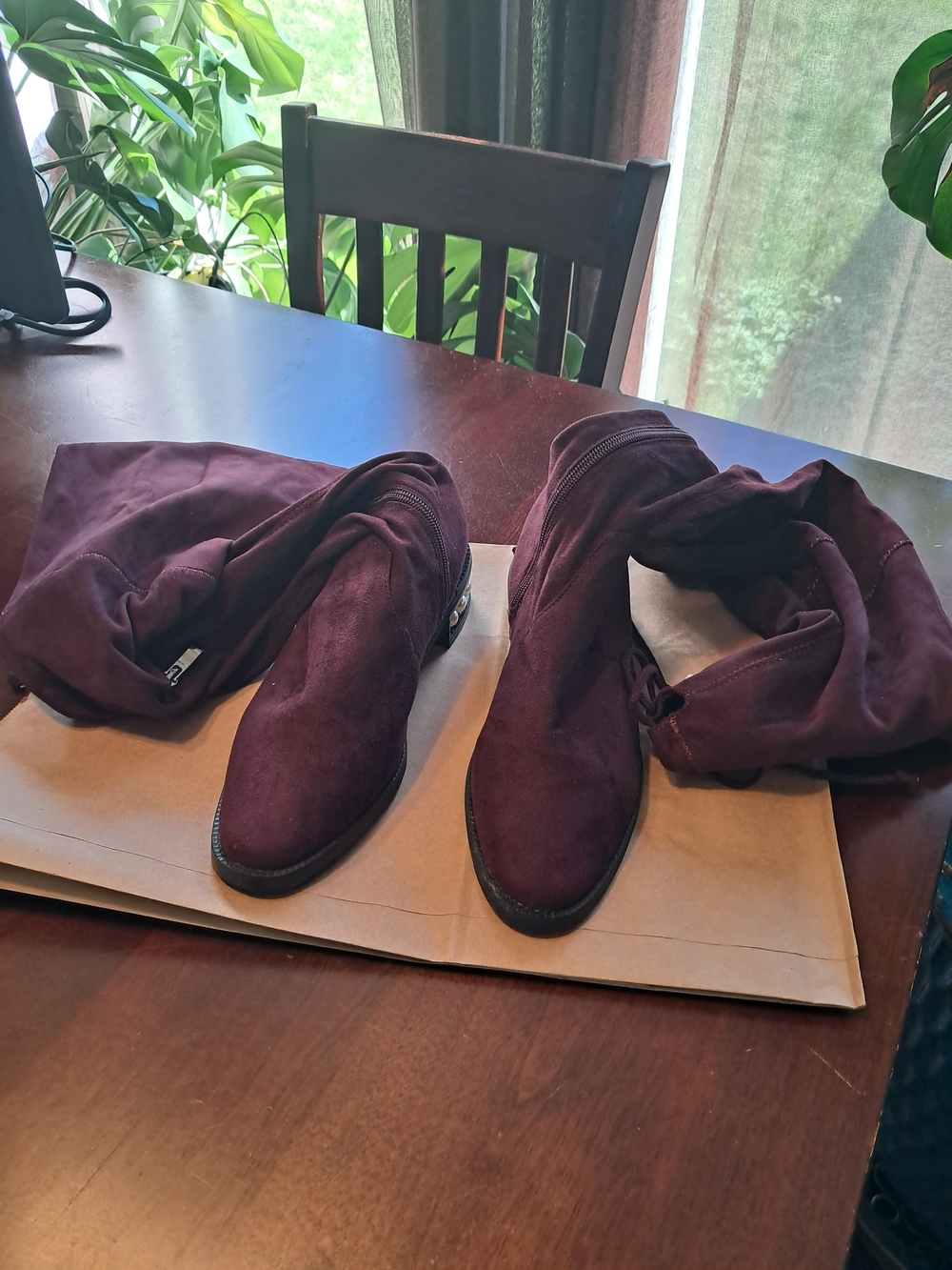 Catherines Over-the-Knee Faux Suede Boots in Plum